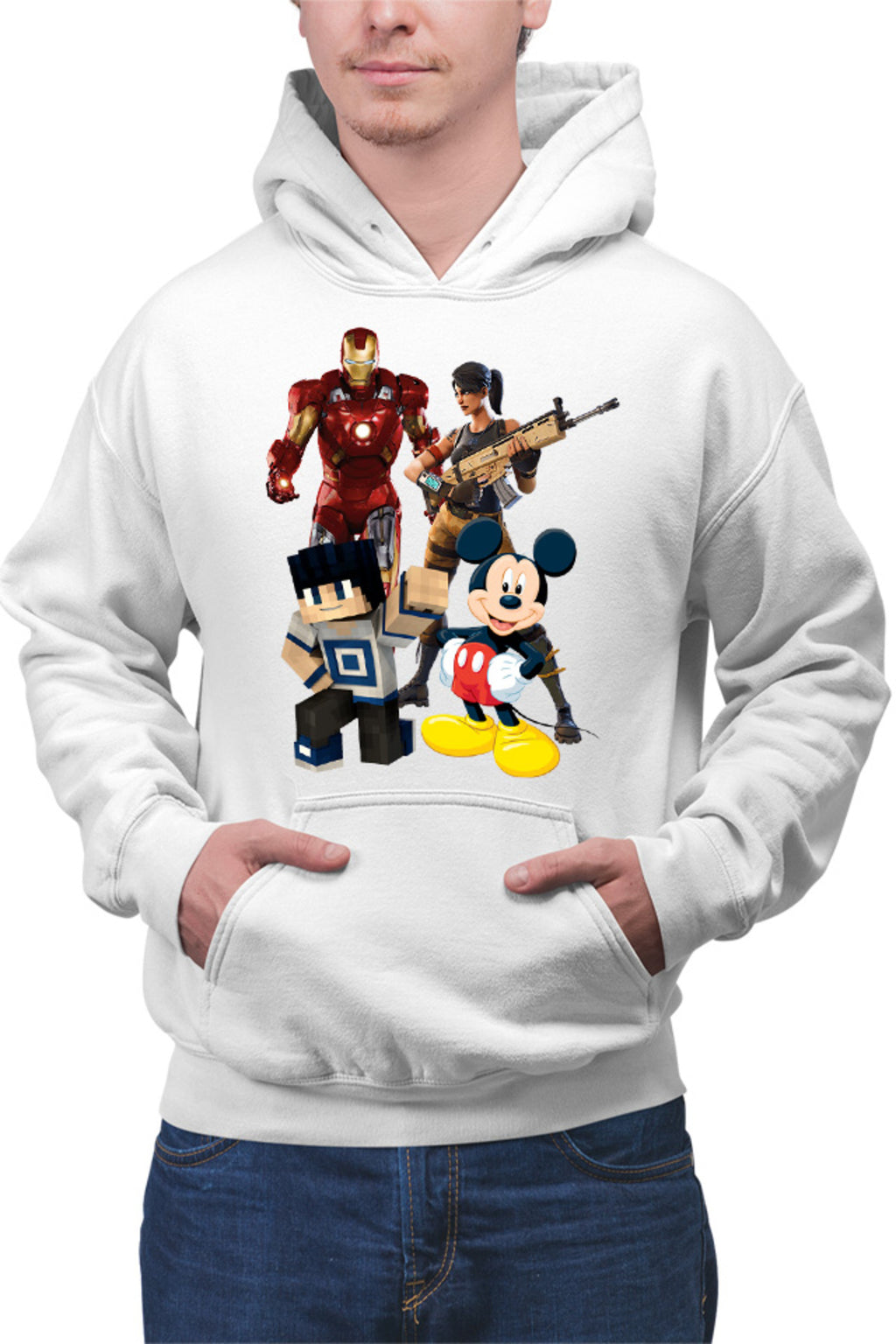 Hanorac barbati Ironman Mickey Mouse Minecraft Fortnite Games