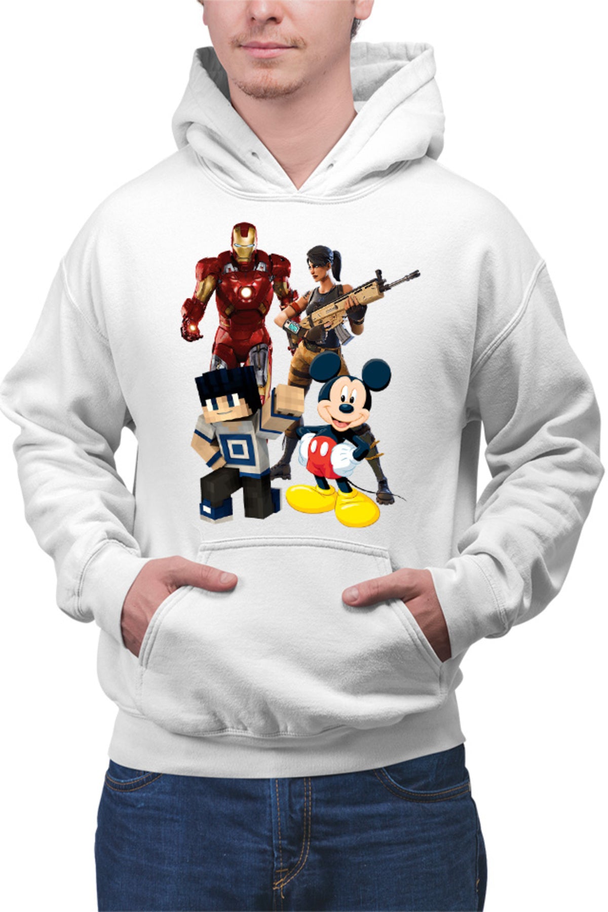 Hanorac barbati Ironman Mickey Mouse Minecraft Fortnite Games