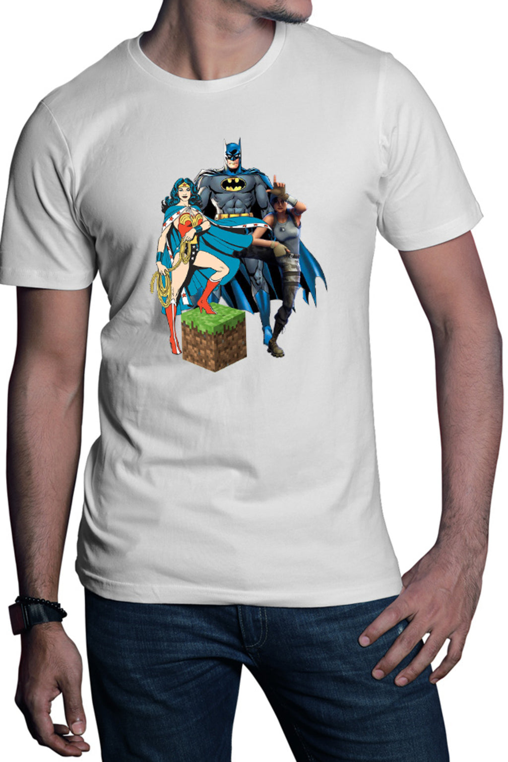 Tricou barbati Wonder Woman Minecraft Grass Cube Batman Fortnite Dance