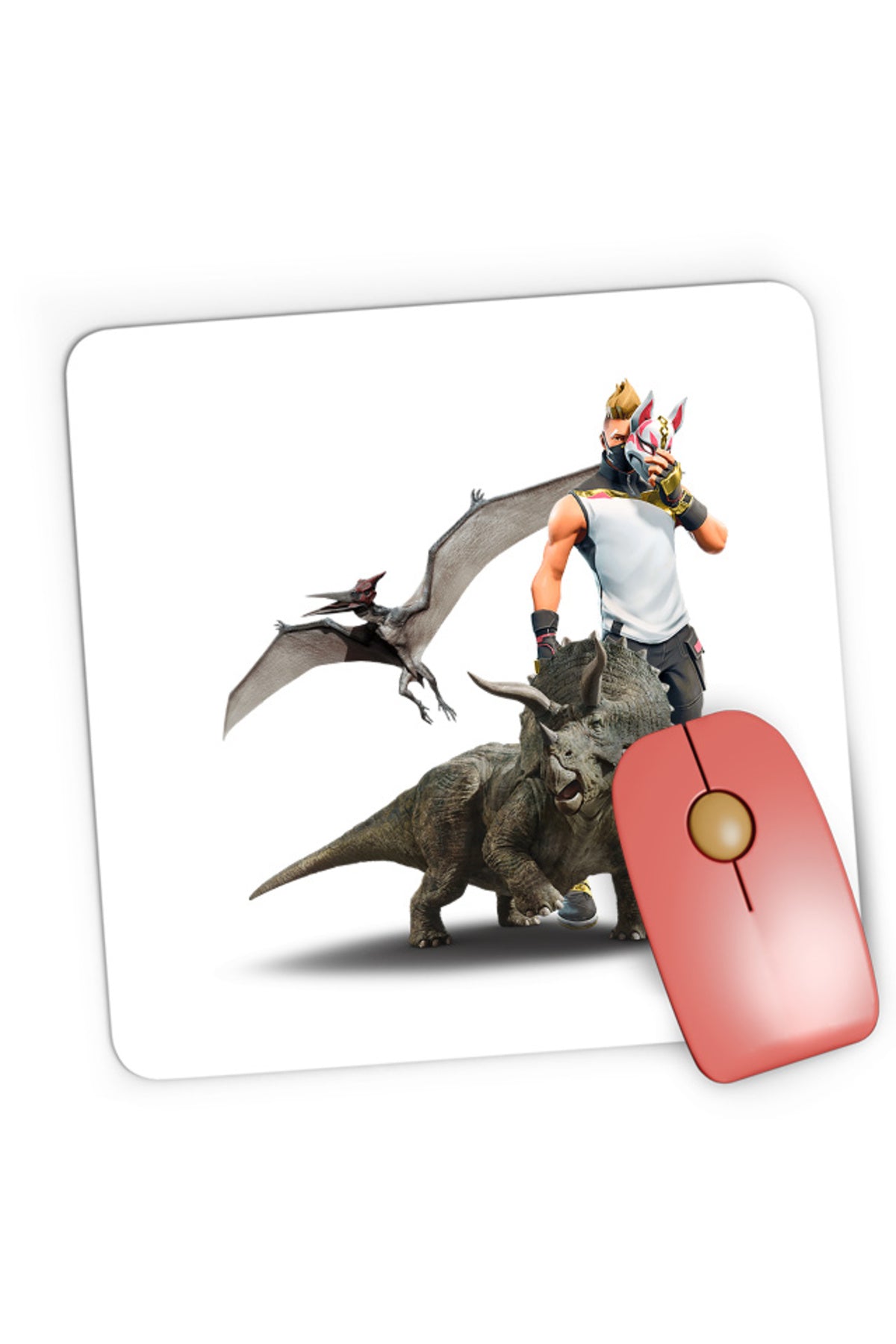 Mousepad Gaming Jurassic Park Pteranodon Velociraptor Fortnite, 21x19 cm
