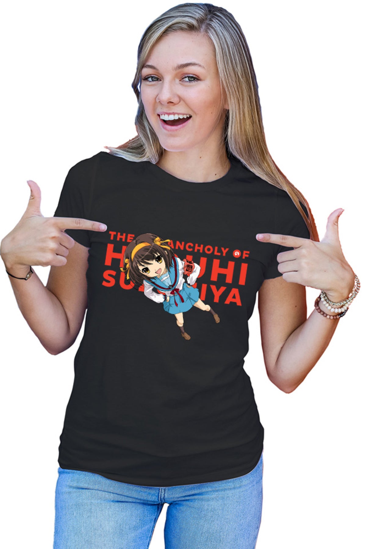 Tricou dama Haruhi Suzumiya Highschool Uniform Club SOS Fun Action