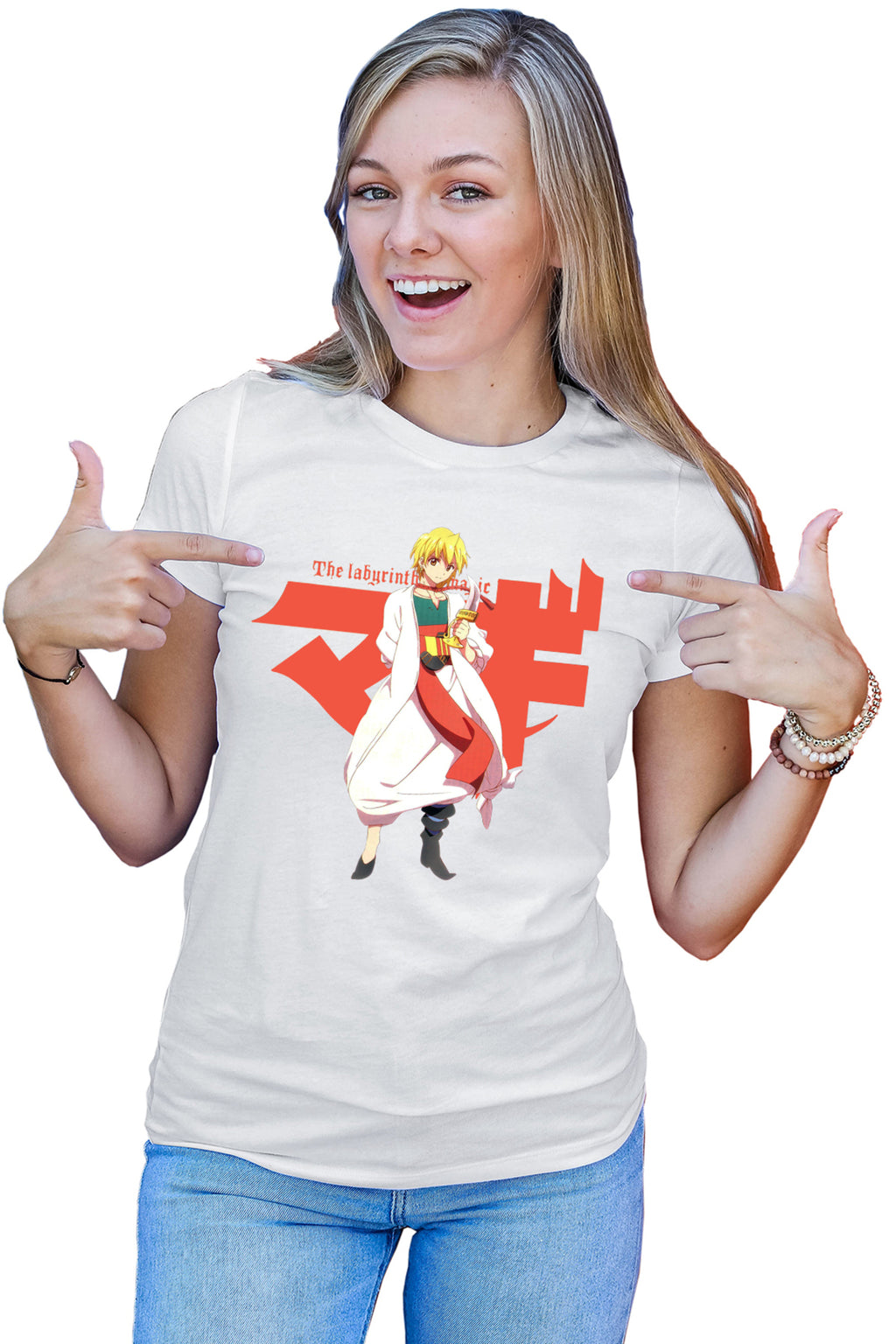 Tricou dama Magi The Labyrinth of Magic Alibaba Orange Character Pose