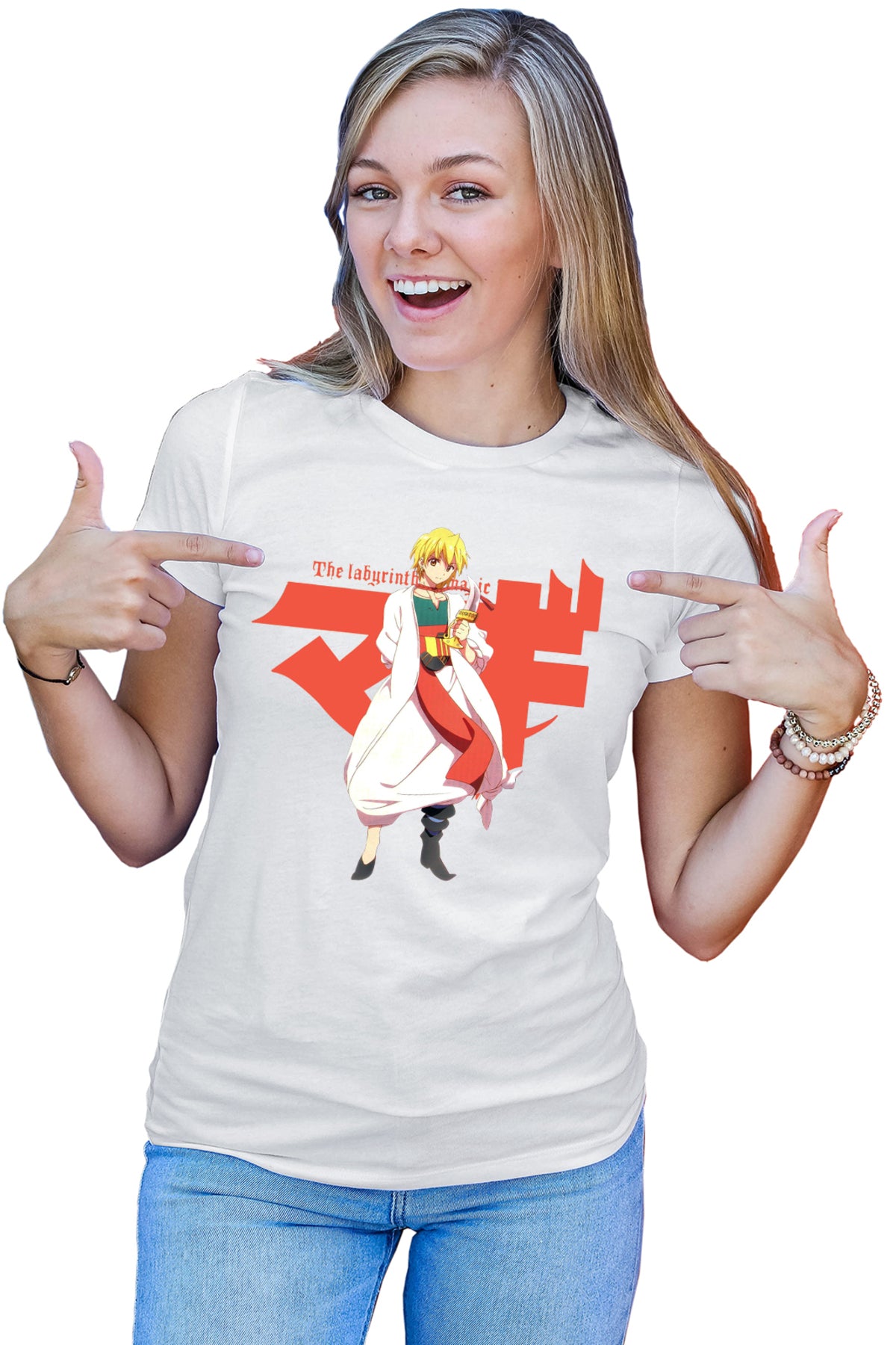 Tricou dama Magi The Labyrinth of Magic Alibaba Orange Character Pose