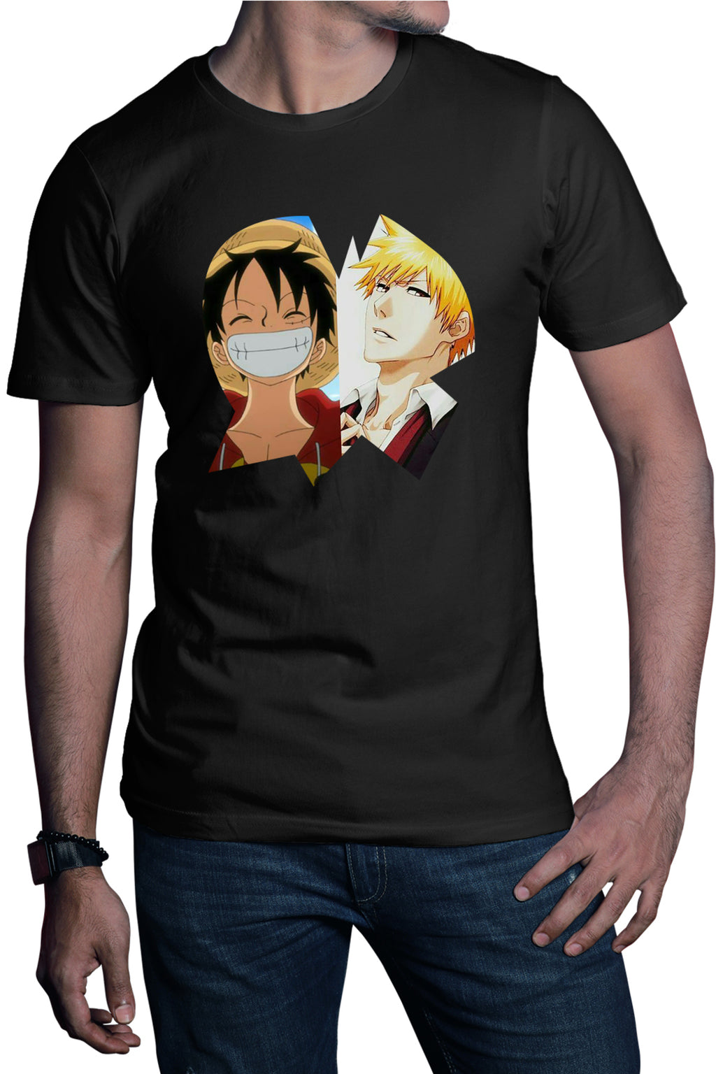 Tricou barbati Bleach Ichigo One Piece Luffy Anime Manga