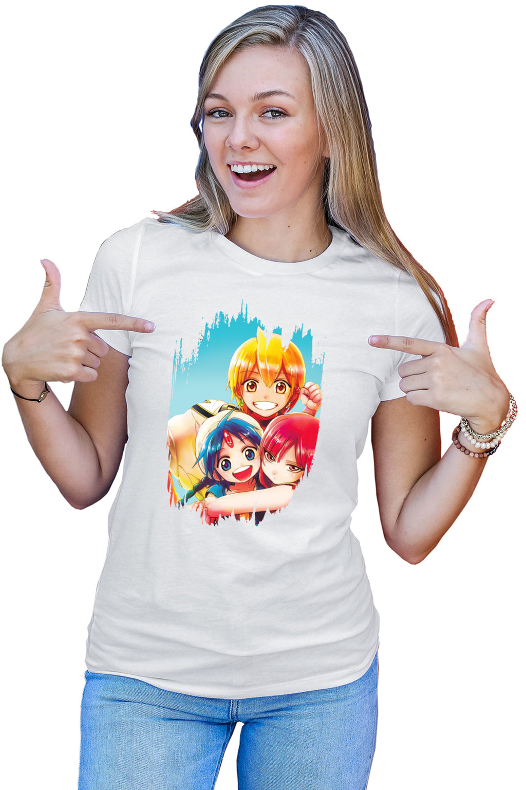 Tricou dama Magi The Labyrinth of Magic Protagonists Group Blue Sky