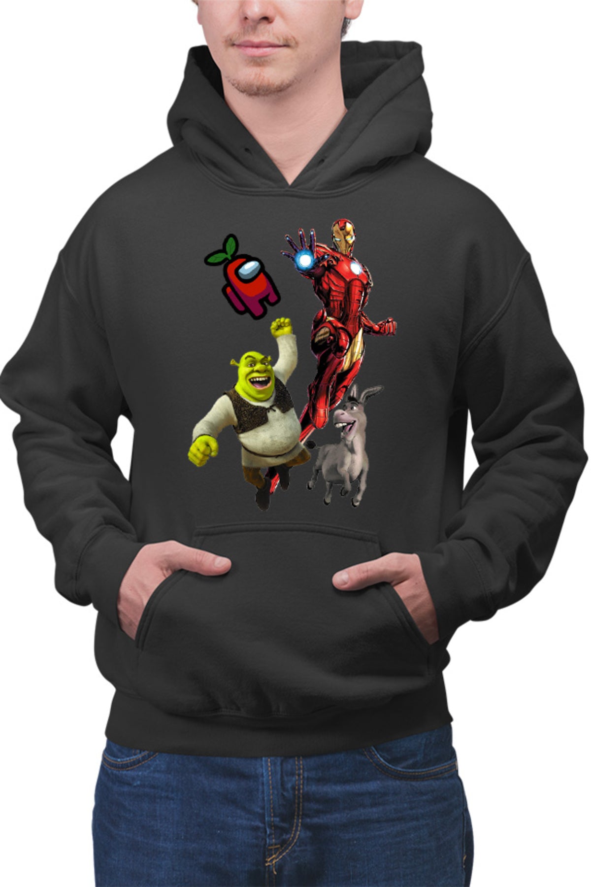 Hanorac barbati Ironman Shrek Among Us Flying Space