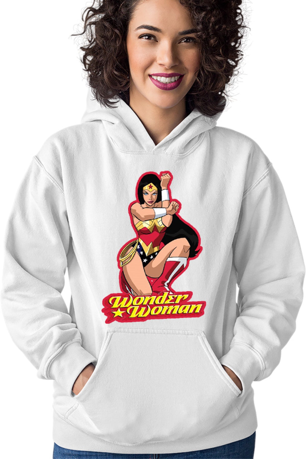 Hanorac dama Wonder Woman Red Lady Cartoon English Power Star