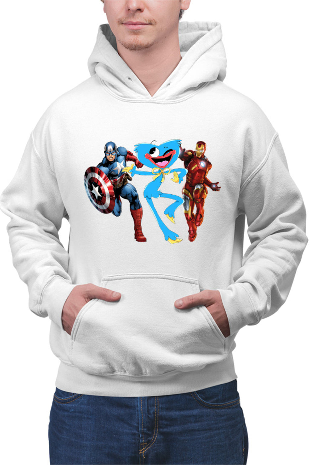 Hanorac barbati Huggy Wuggy Captain America Ironman Funny Team Scary