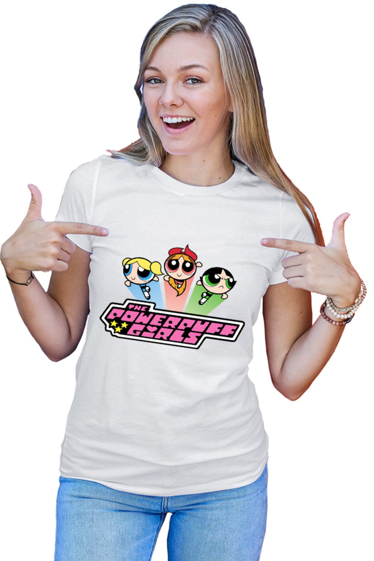 Tricou dama The Powerpuff Girls Logo Trio Adventure Funny