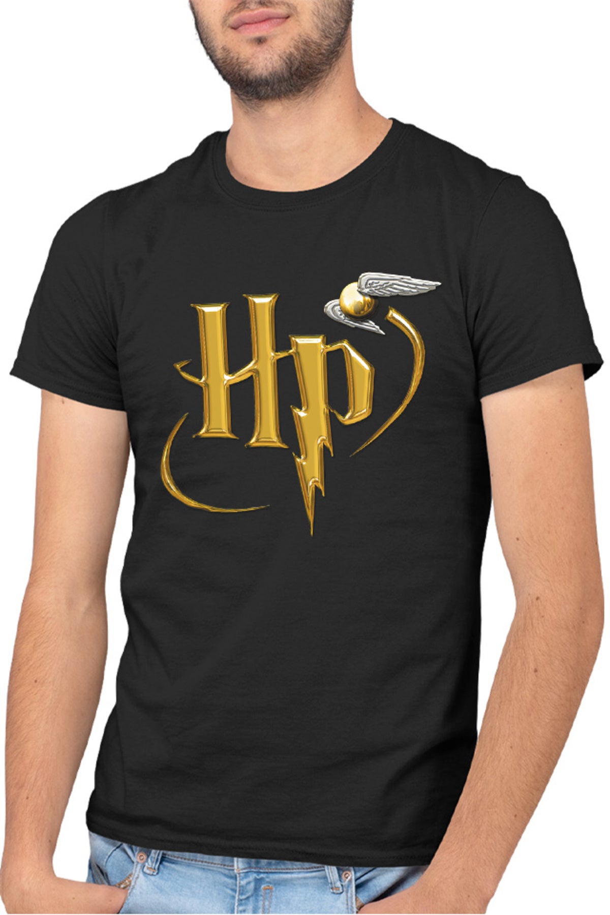 Tricou barbati Harry Potter UK Logo Spirit Fly Mark Golden