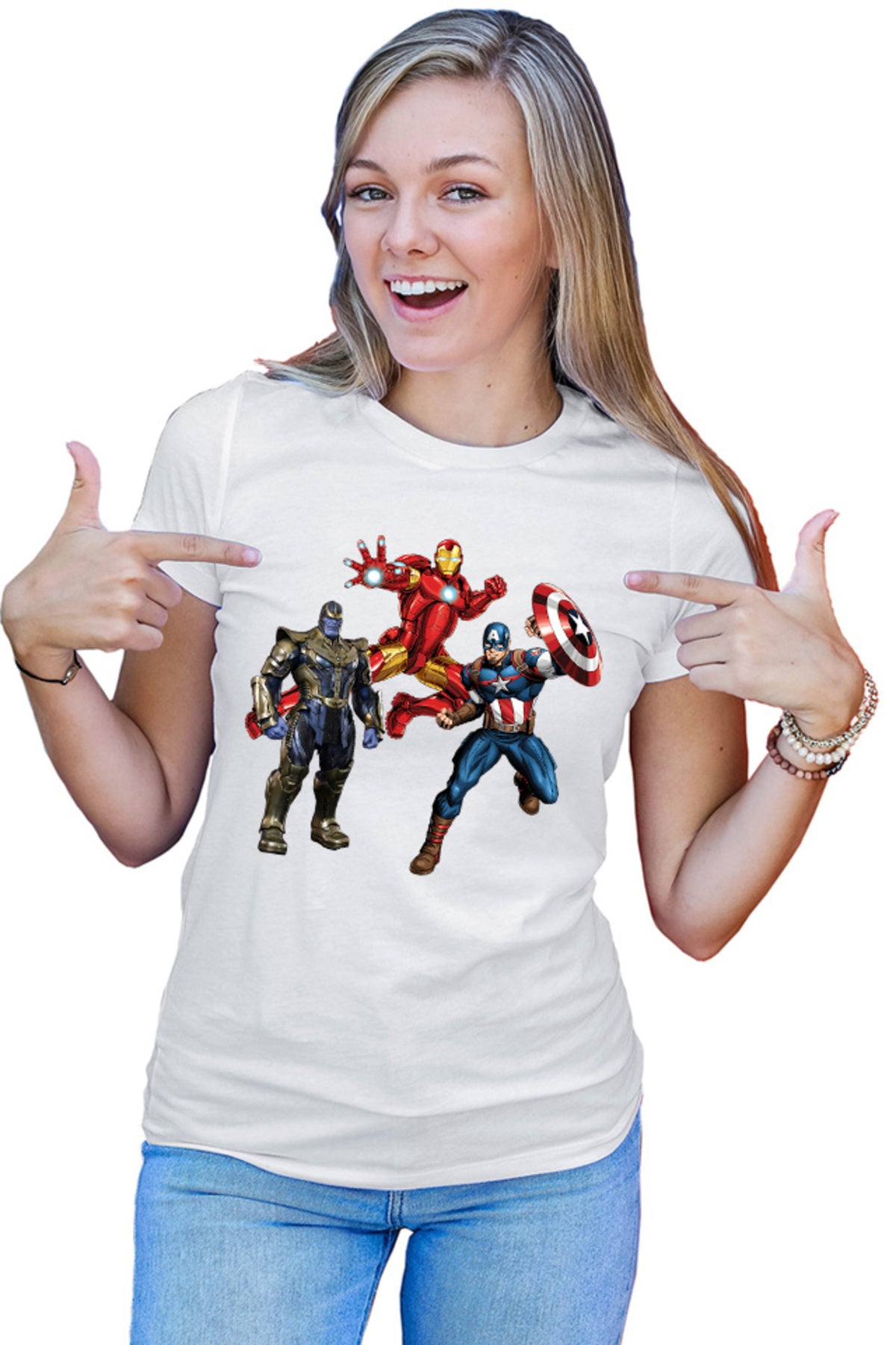 Tricou dama Captain America Iron man Jump Thanos Machine Action Toy