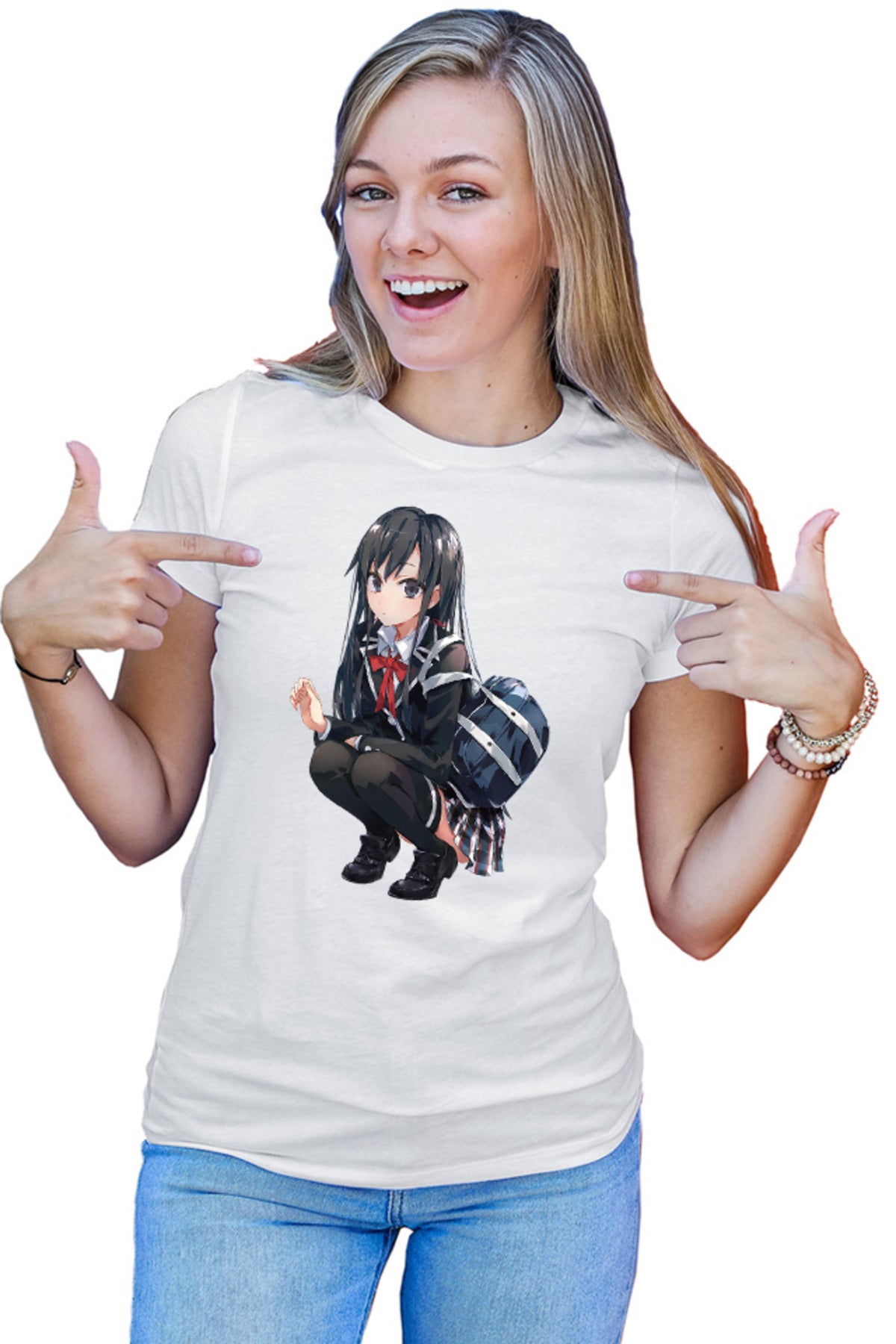 Tricou dama OreGairu Yukino Yukinoshita Snow Panda School Girl