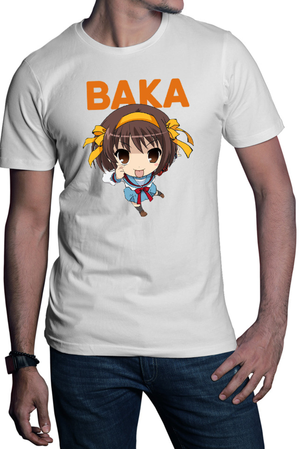 Tricou barbati Haruhi Suzumiya Baka Emoji Chibi Otaku Anime Japan