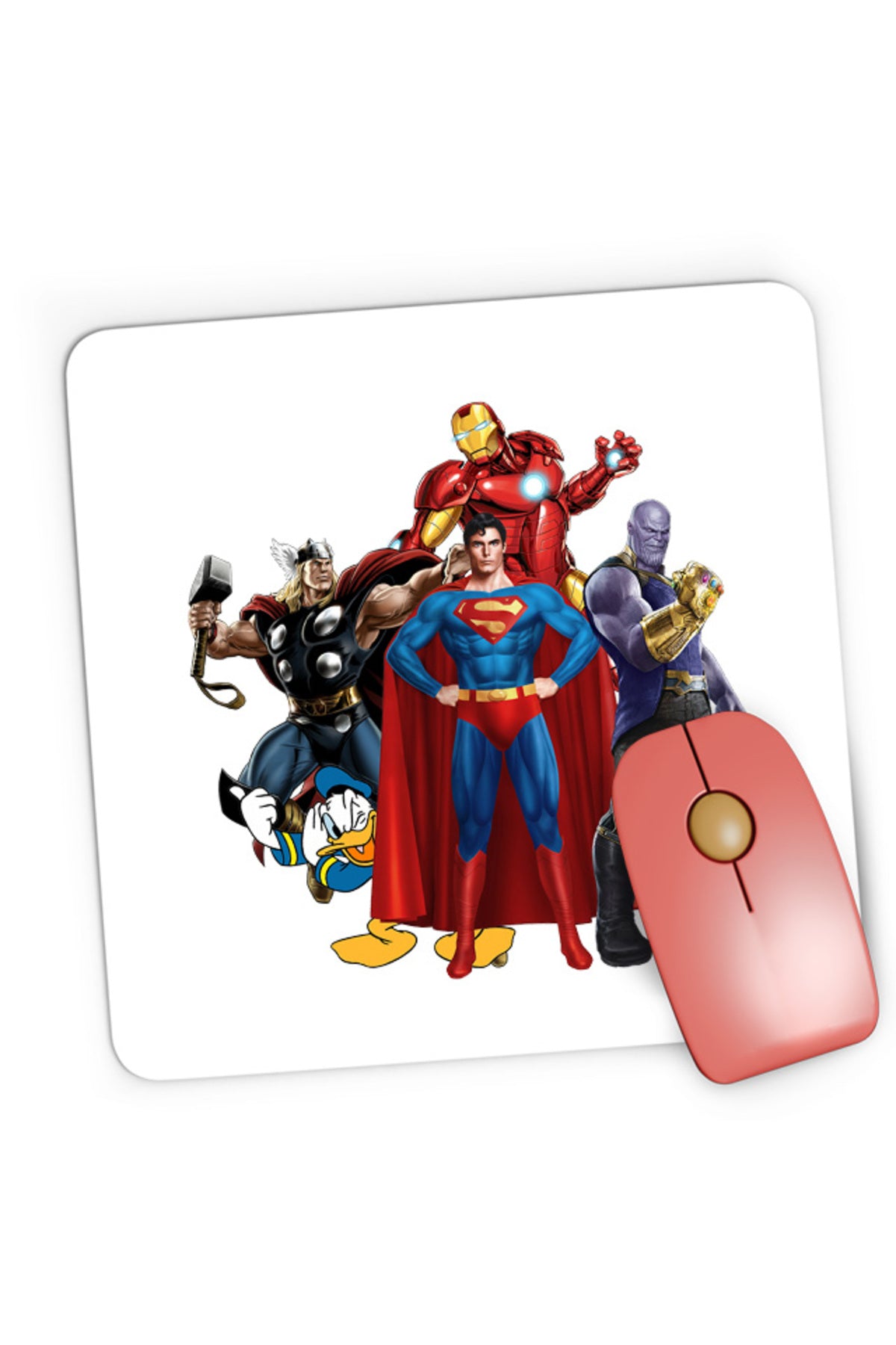 Mousepad Gaming Thor Donald Duck Superman Ironman Thanos Villian Hero Cool, 21x19 cm