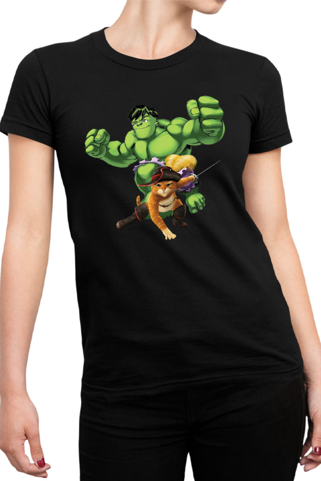 Tricou dama Shrek Puss In The Boots Hulk Marvel DC Cat