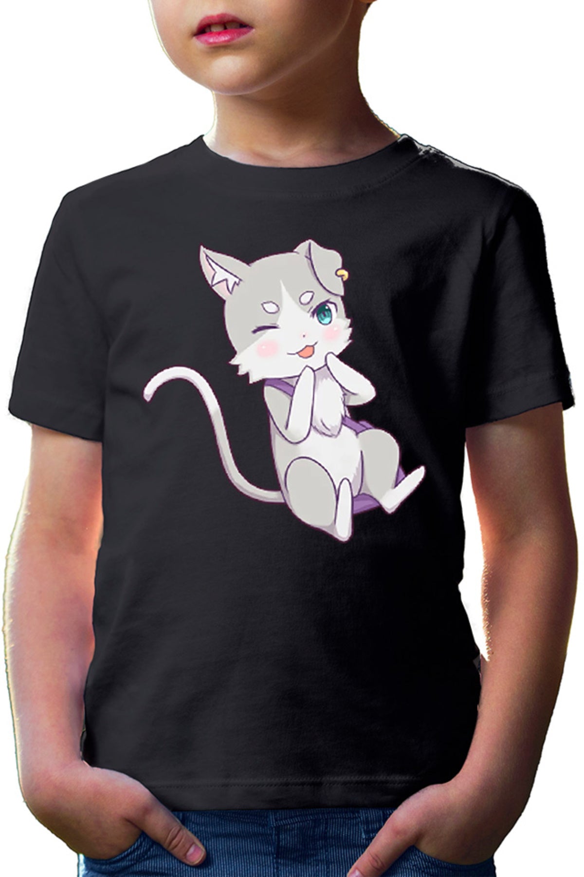 Tricou copii Re Zero Emilia's Cat Kawaii Magic Action Paranormal