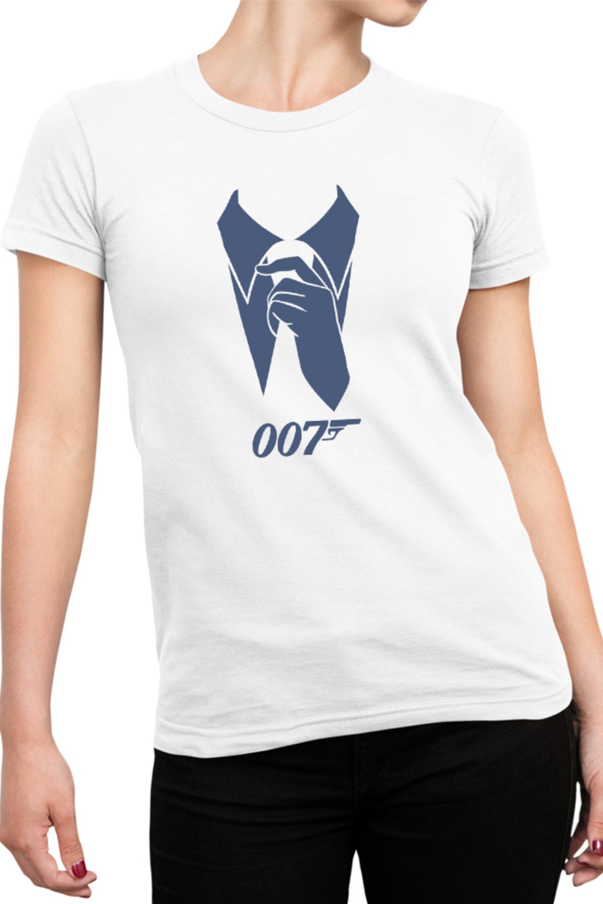 Tricou dama James Bond White Collar Ian Fleming MI5