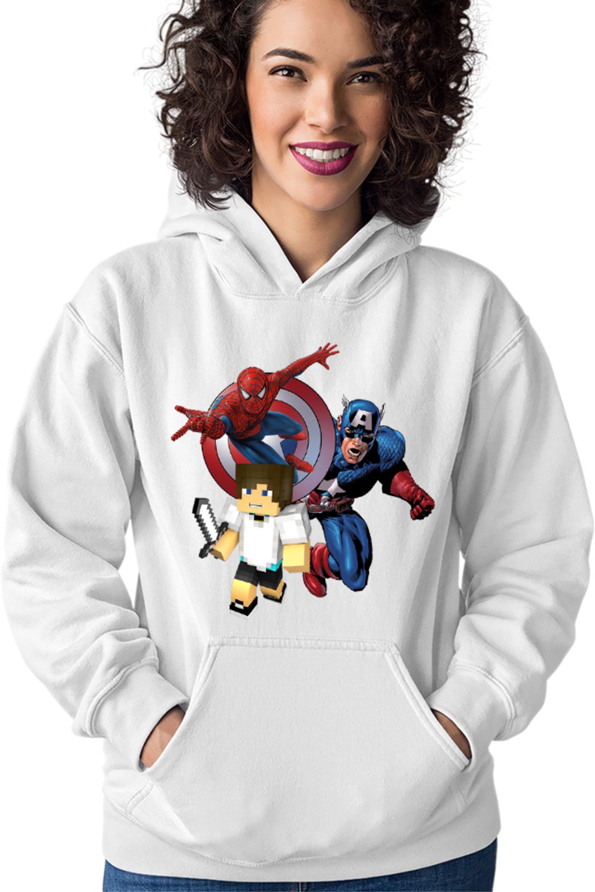 Hanorac dama Captain America Spiderman Minecraft Super Hero Save