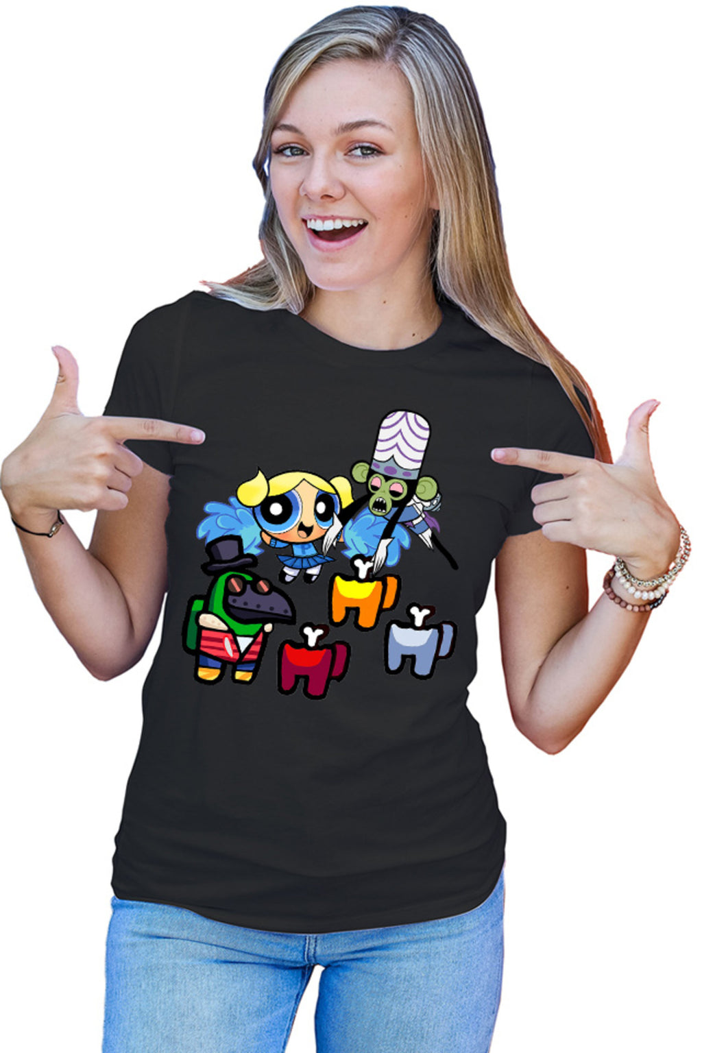Tricou dama Among Us Impostor Character Wonder Mojo Jojo Bubble