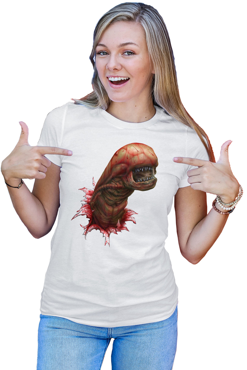 Tricou dama Predator Alien Baby Red Monster Terminator