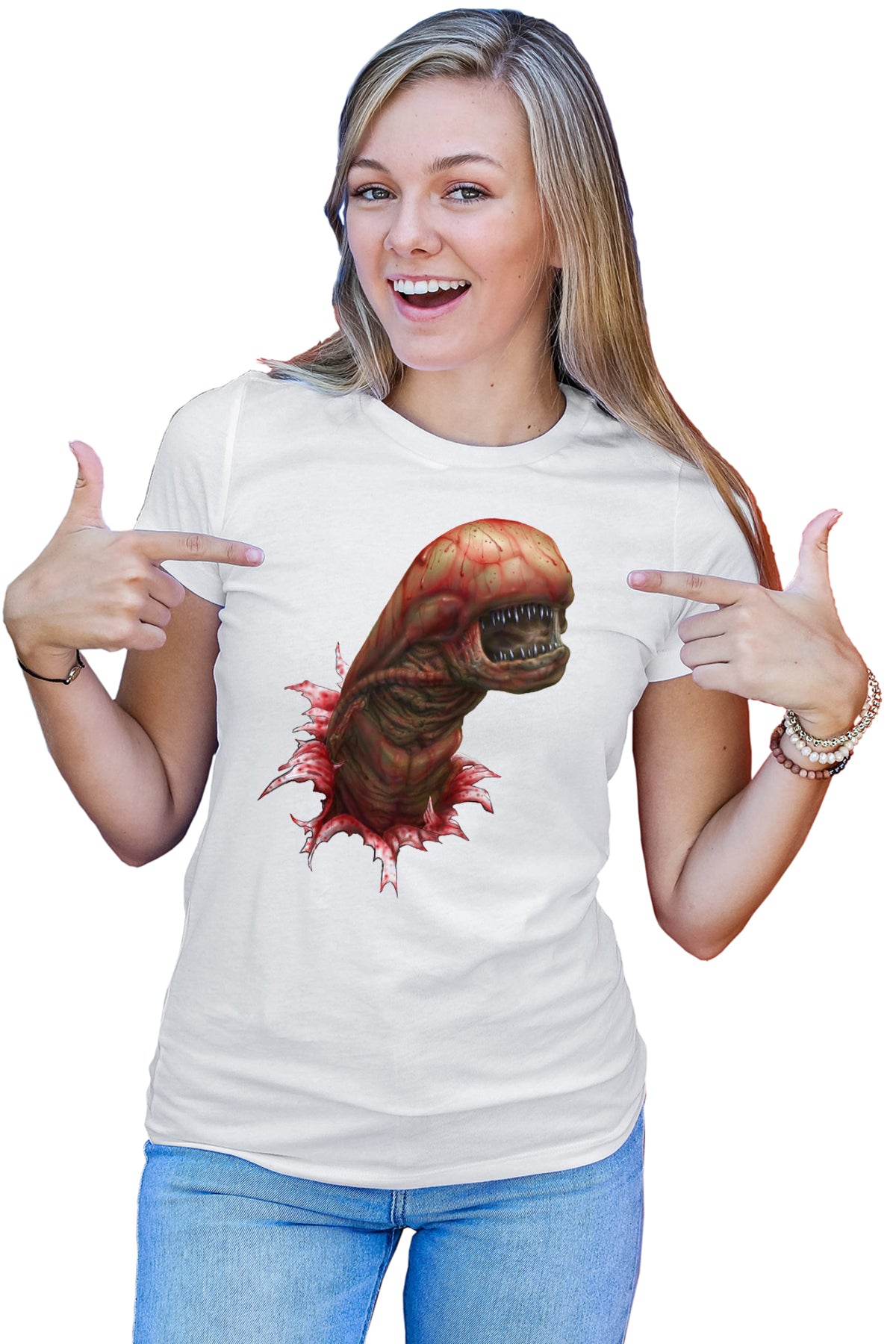 Tricou dama Predator Alien Baby Red Monster Terminator
