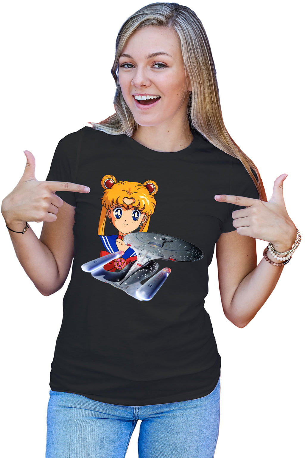 Tricou dama Star Trek Sailor Moon Enterprise Starship