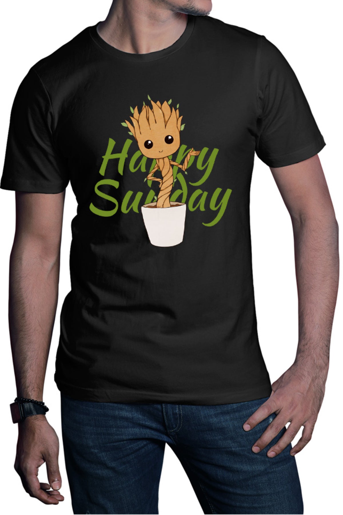 Tricou barbati Baby Groot Sunday Happy Marvel DC Happy Smile