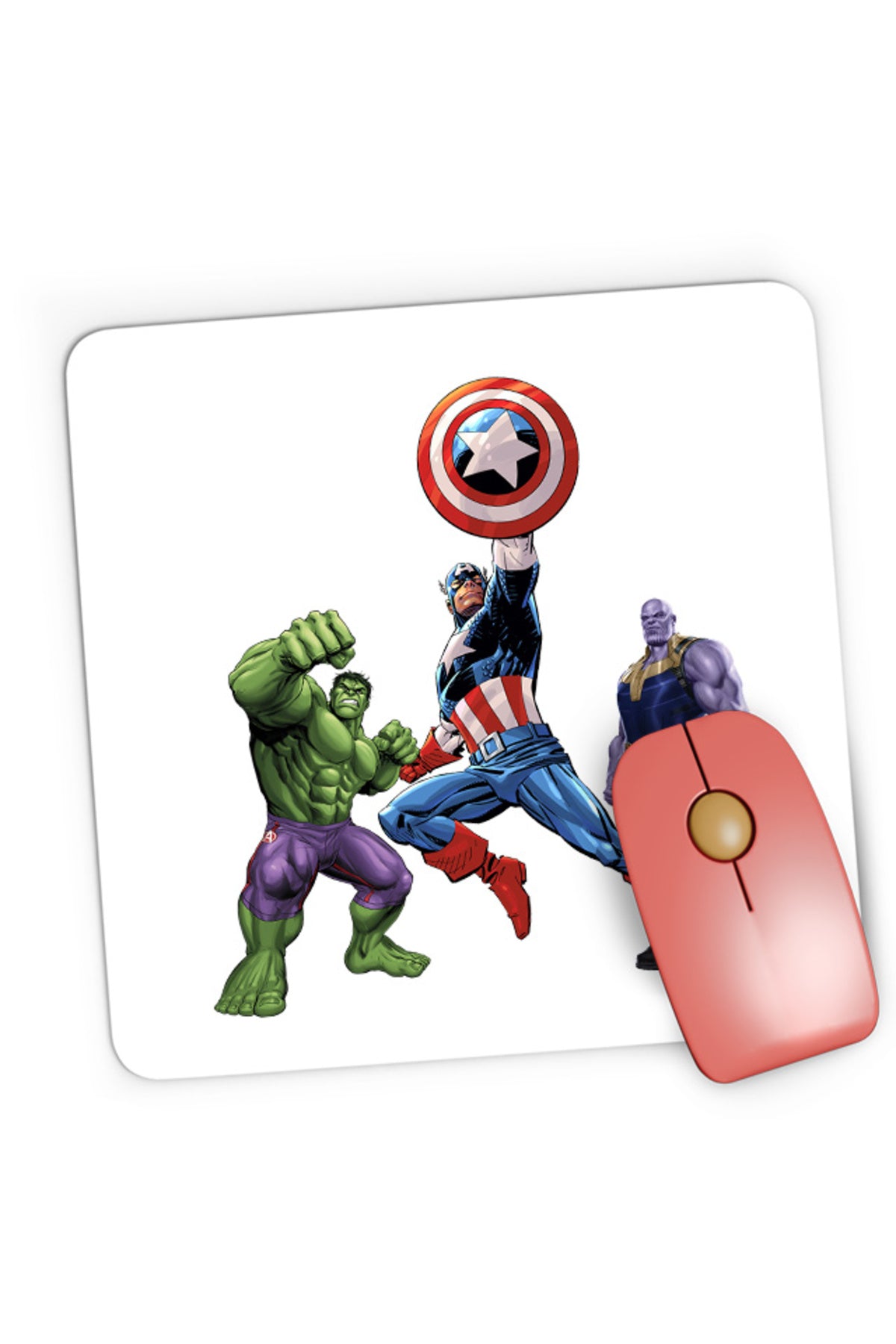 Mousepad Gaming Captain America Hulk Thanos Marvel Avangers Comics Cartoons, 21x19 cm