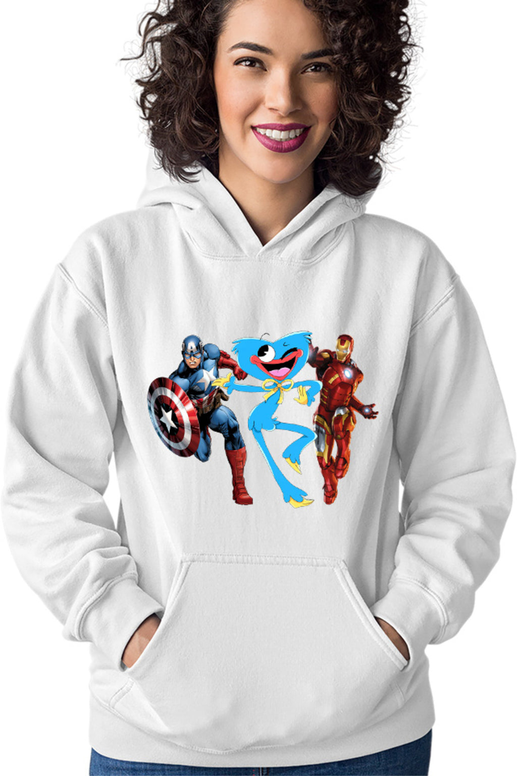 Hanorac dama Huggy Wuggy Captain America Ironman Funny Team Scary