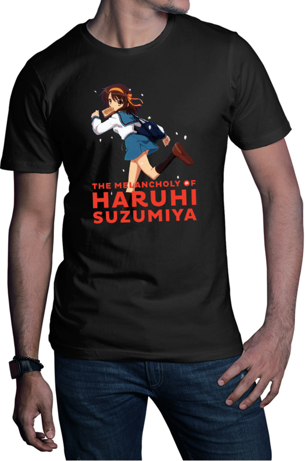 Tricou barbati Haruhi Suzumiya Run Sakura Bread Highschool Club