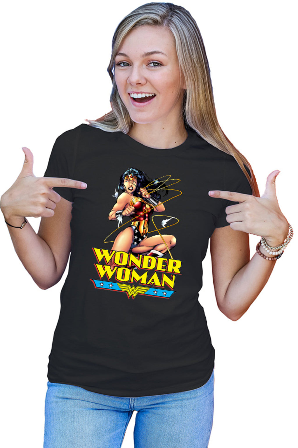 Tricou dama Wonder Woman String Energy Retro Illustration American