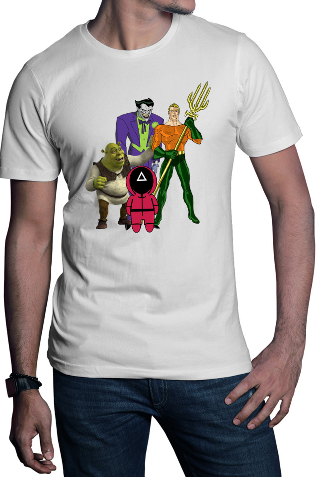 Tricou barbati Aquaman Squid Games Shrek Joker Comics Batman Marvel