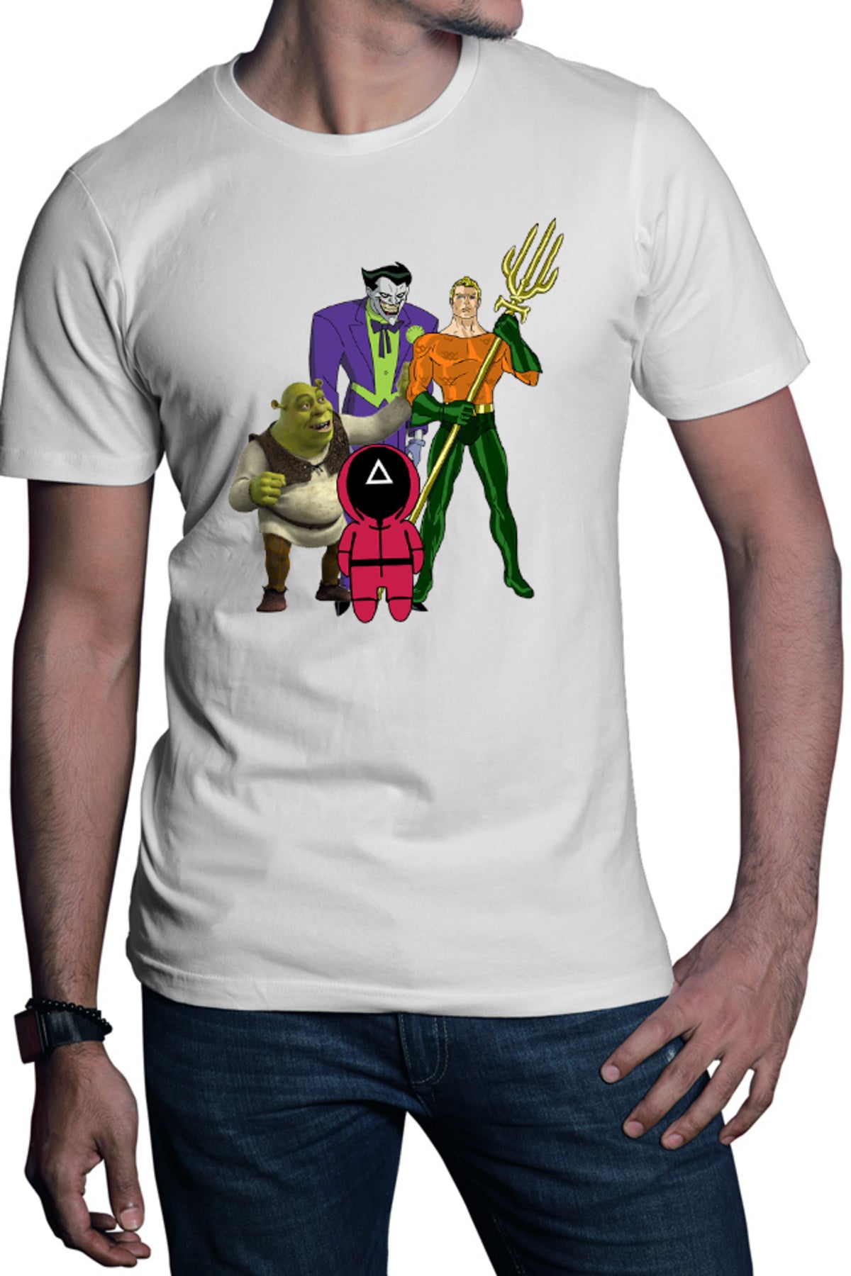 Tricou barbati Aquaman Squid Games Shrek Joker Comics Batman Marvel