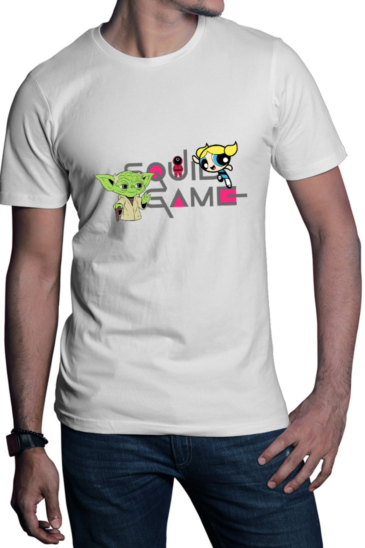 Tricou barbati Squid Game Bubble Yoda Master