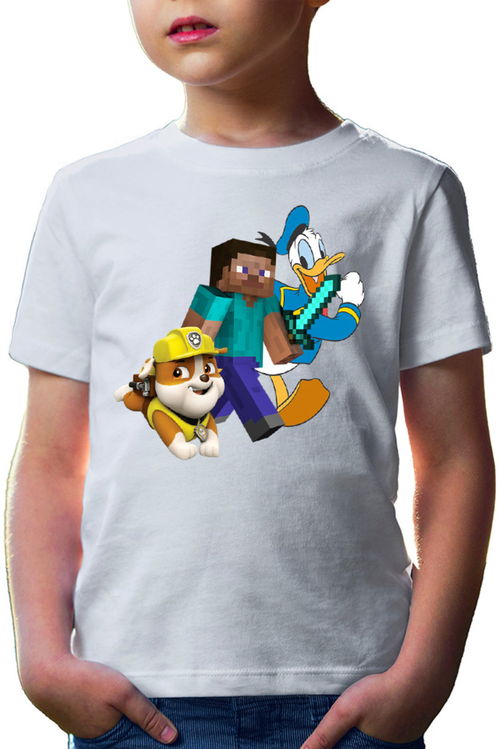 Tricou copii Minecraft Paw Power Donalt Duck Steve Gameplay