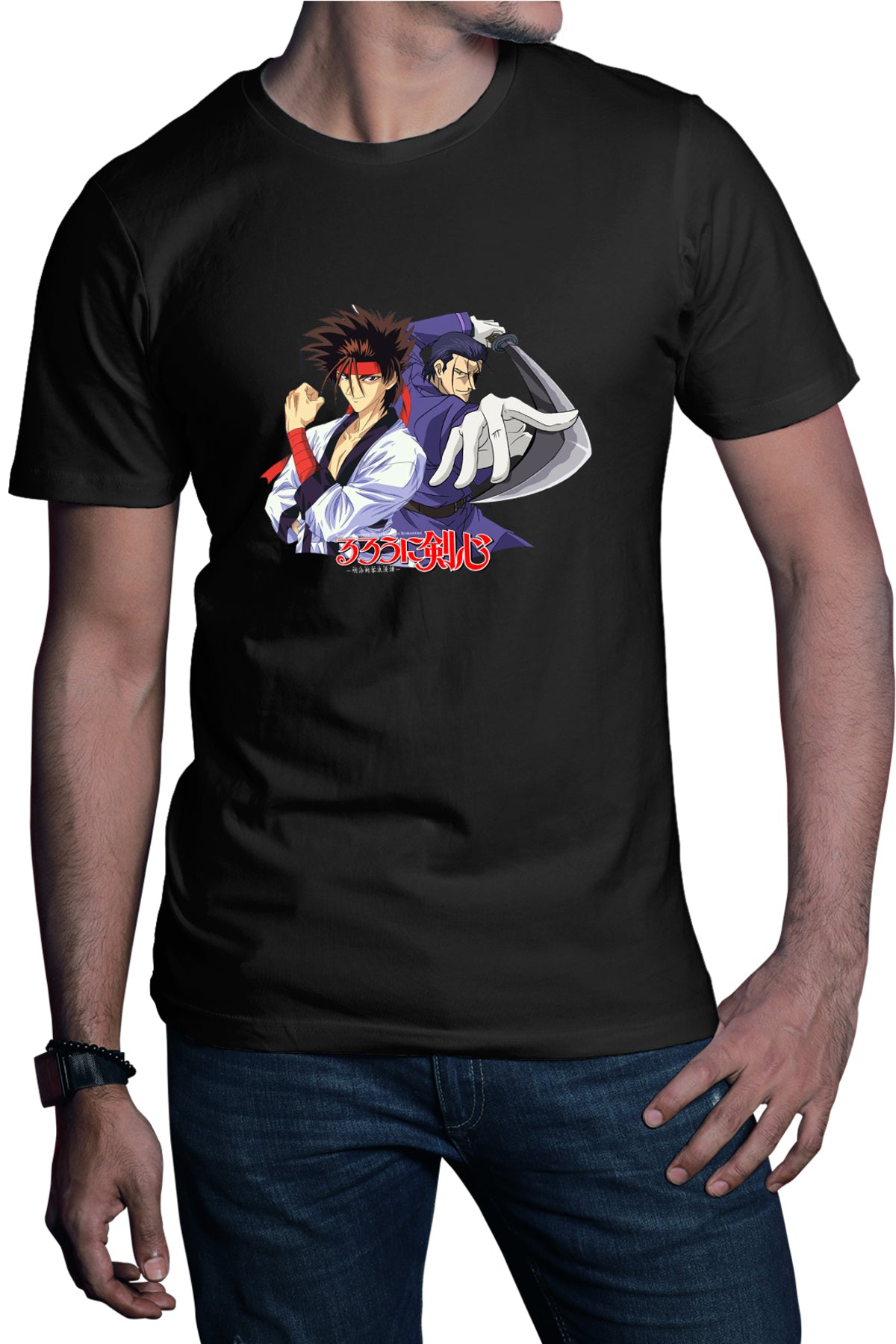 Tricou barbati Rurouni Kenshin Hajime Sanosuke Duo Spada