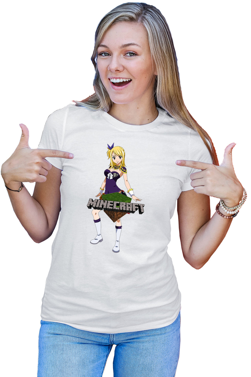 Tricou dama Fairy Tail Lucy Minecraft Fan Anime Manga