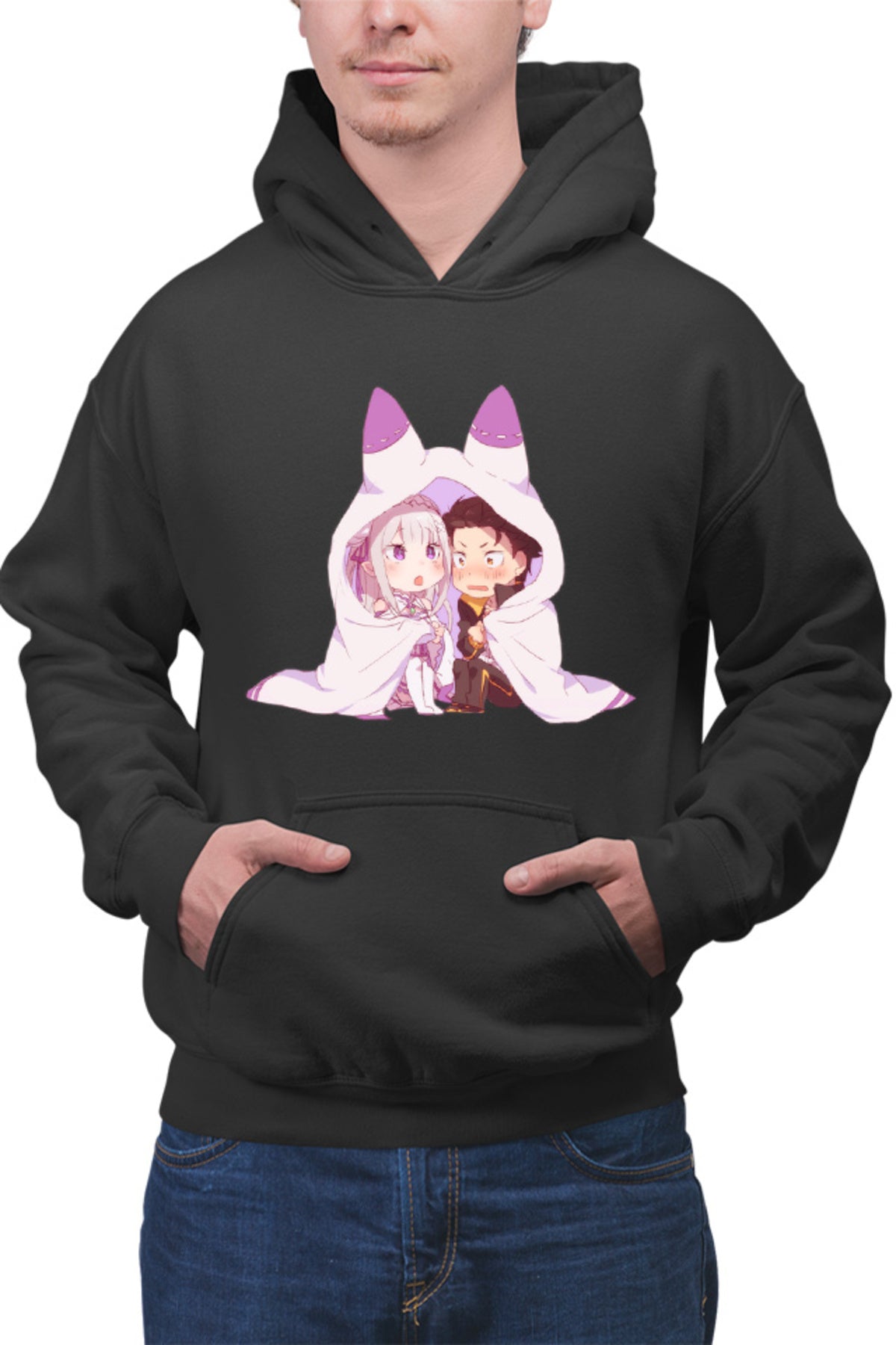 Hanorac barbati Re Zero Subaru Emilia Best Waifu Magic Another World
