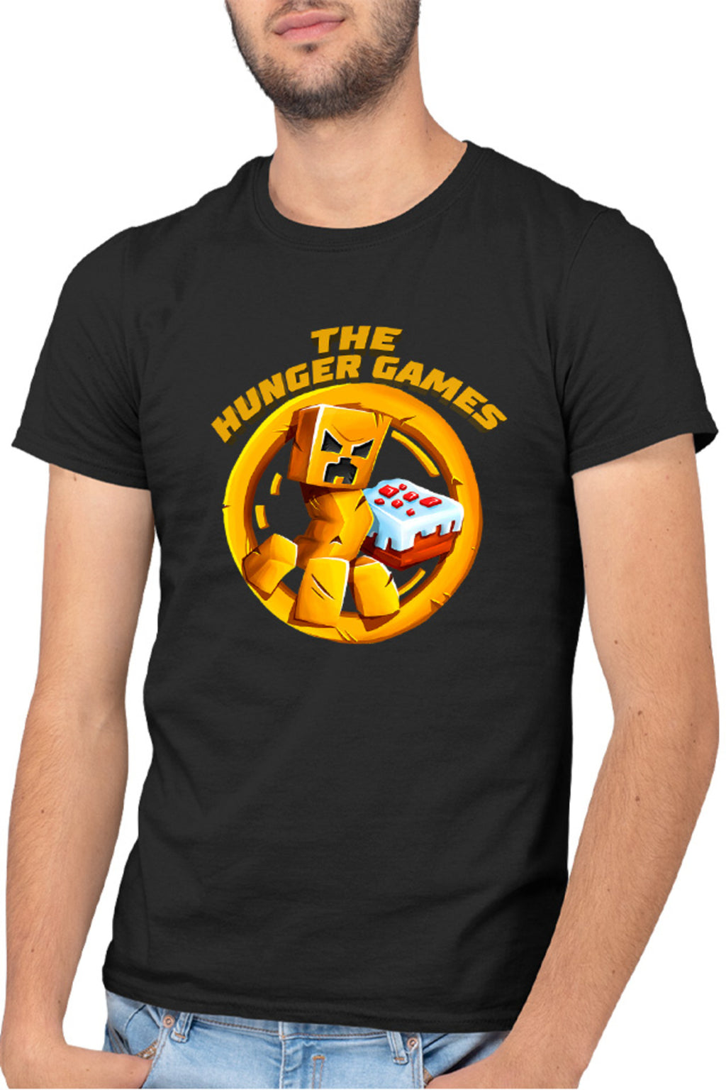 Tricou barbati The Hunger Games Minecraft Logo Cake Creeper