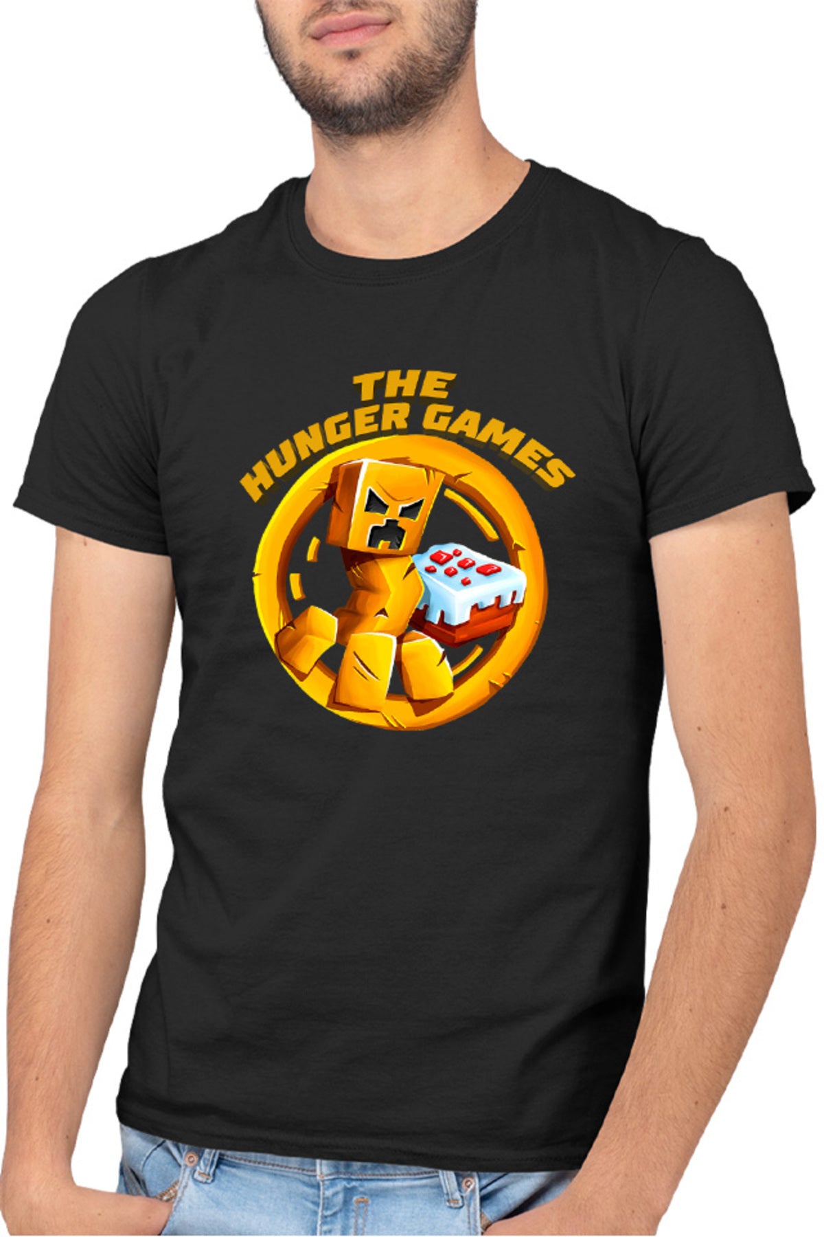 Tricou barbati The Hunger Games Minecraft Logo Cake Creeper