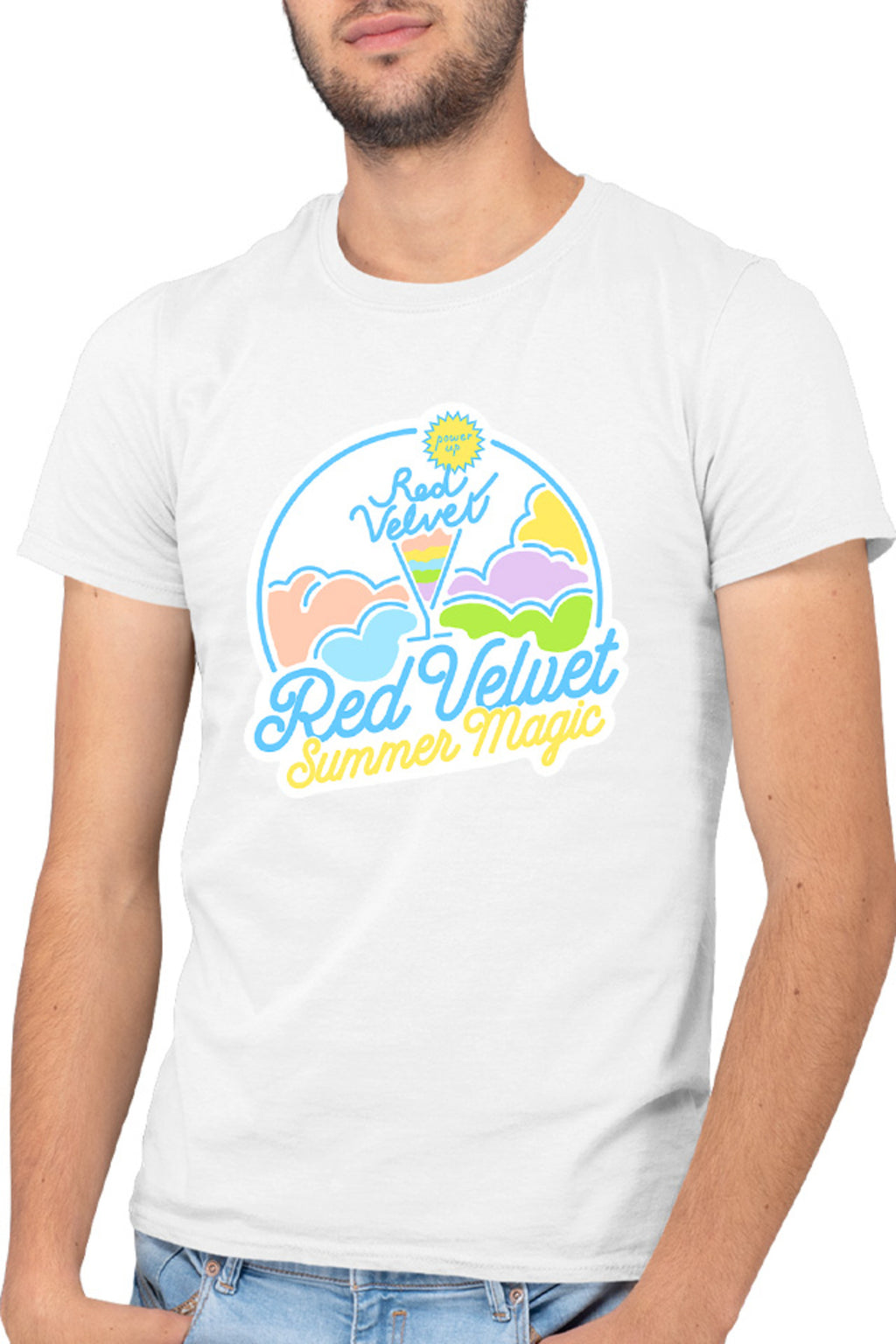 Tricou barbati Red Velvet K-Pop Logo Summer Magic Vibe Colorful