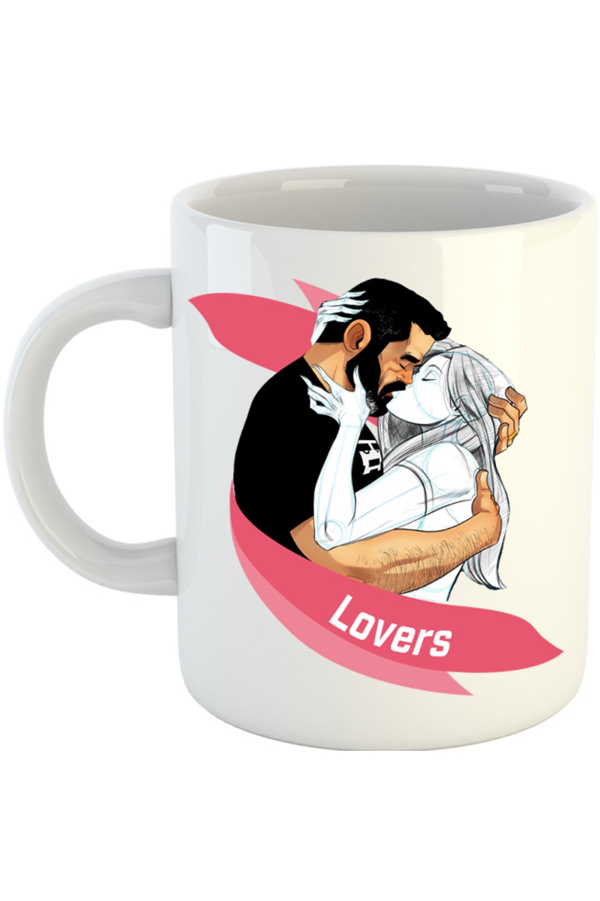 Cana NFT XOXO Lovers Kiss Hug Kind Pencil Sketch, alba, 330 ml