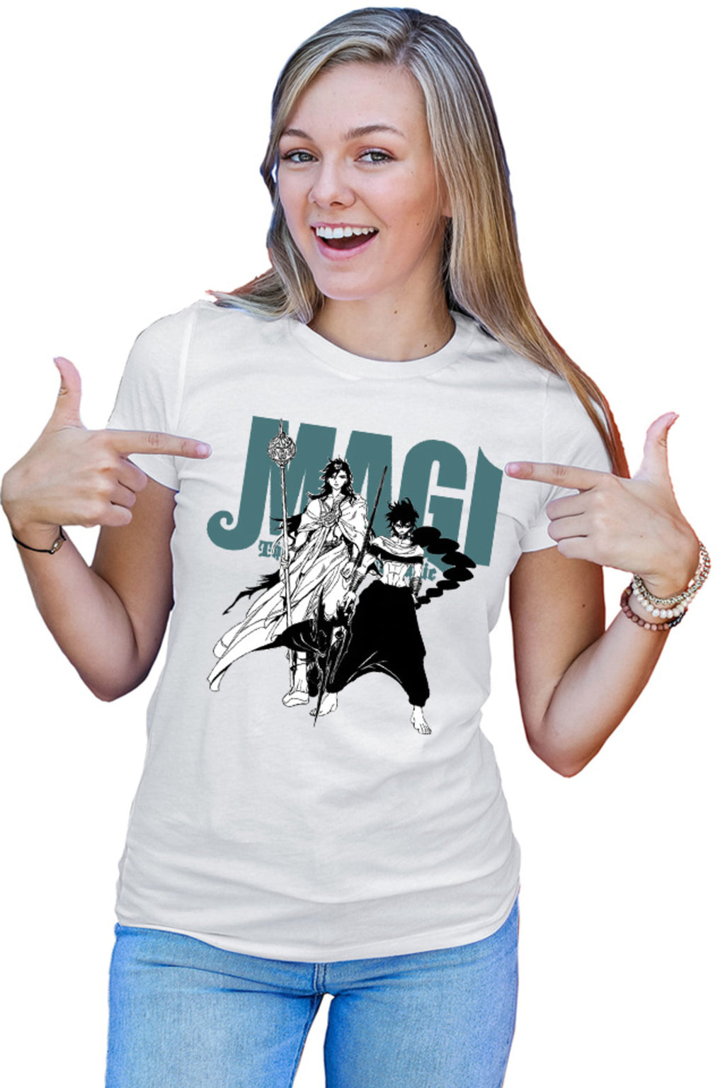 Tricou dama Magi The Labyrinth of Magic Group Photo Judar Sinbad Manga Style