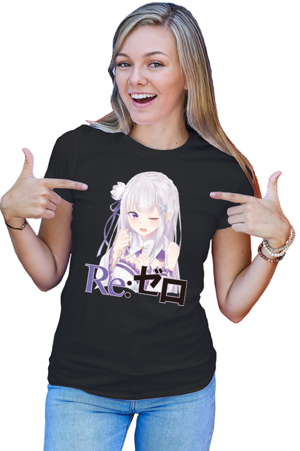 Tricou dama Re Zero Emilia Neko Magic Princess Otaku Isekai