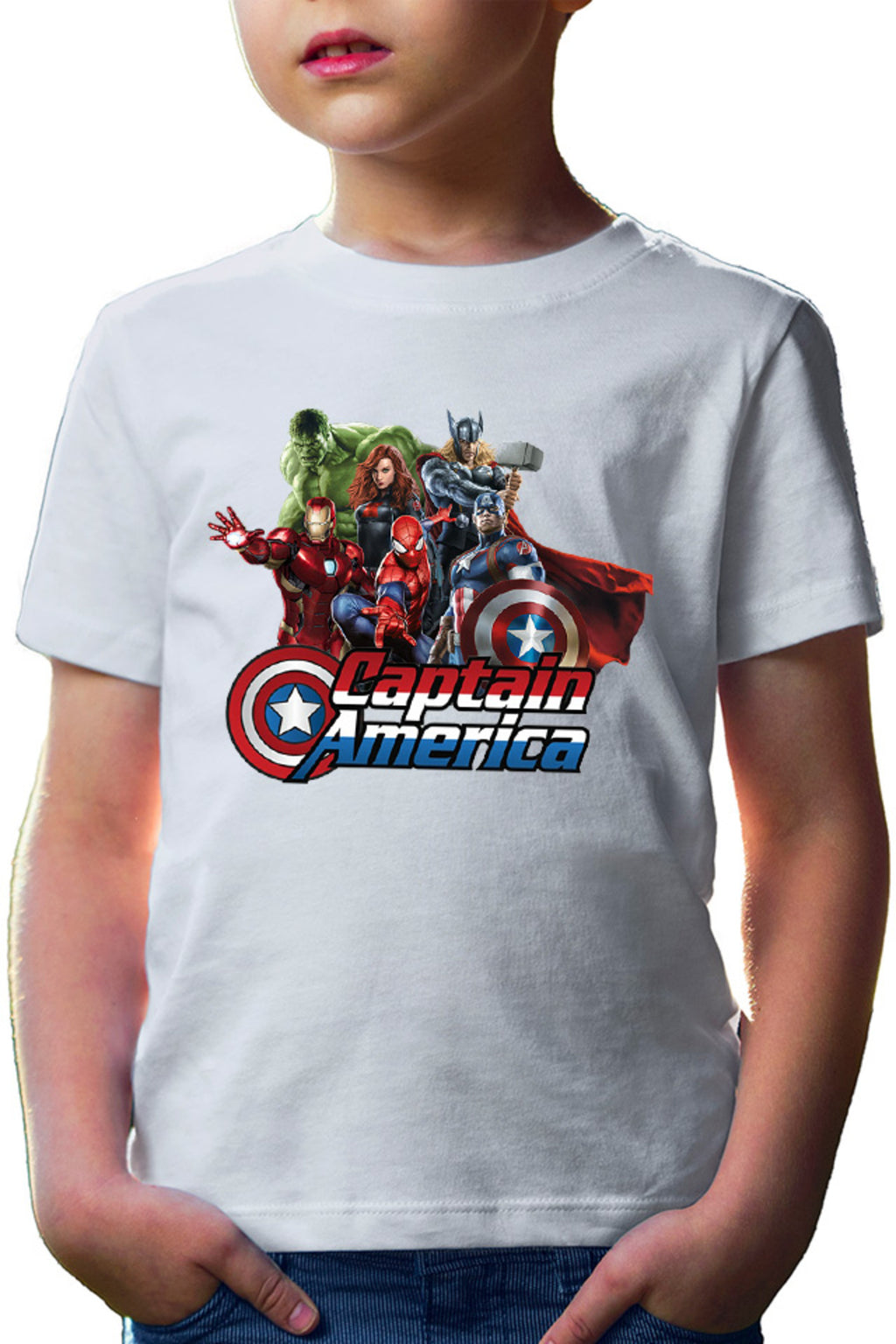 Tricou copii Captain America Hulk Iron Man Catgirl Marvel DC Comics