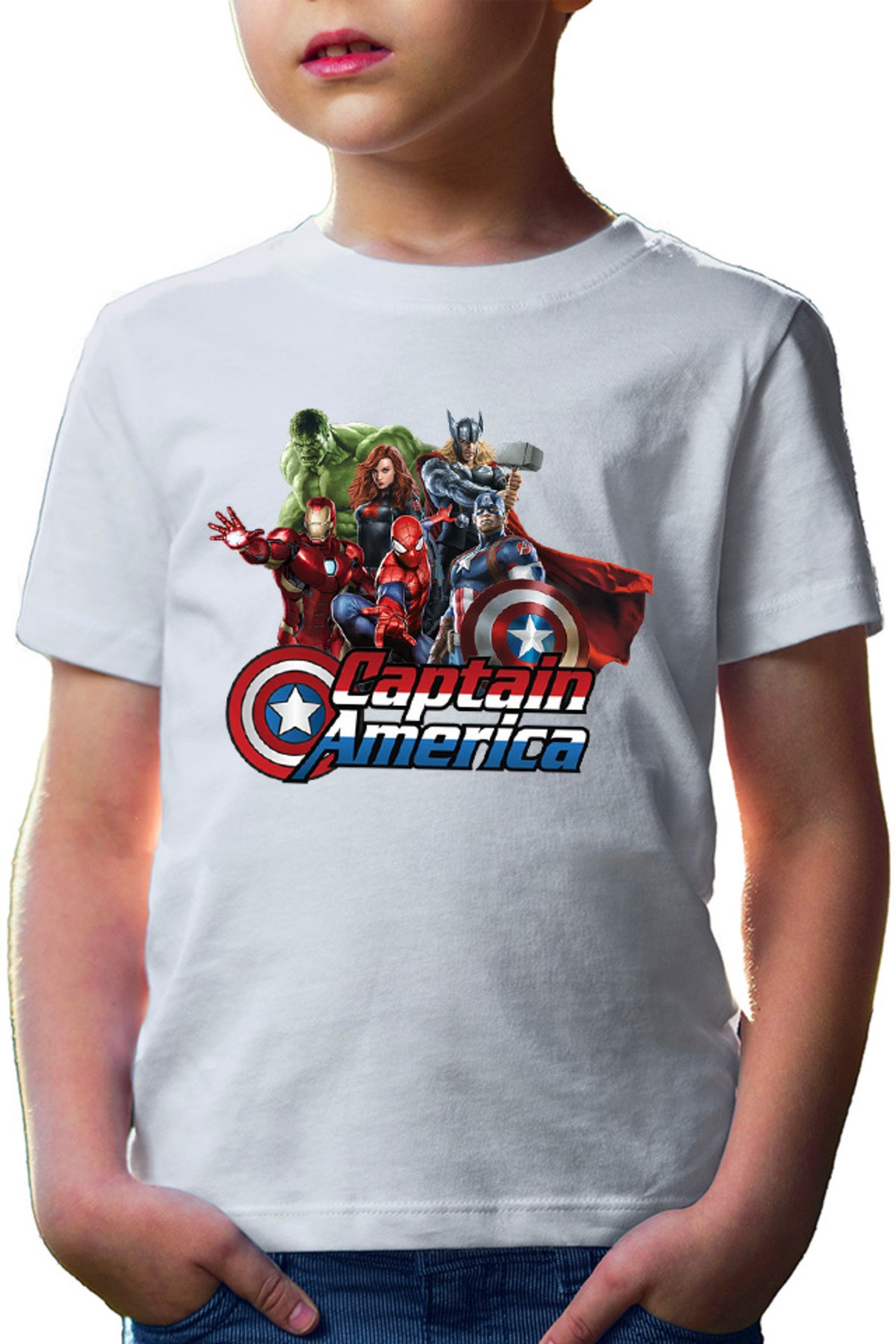 Tricou copii Captain America Hulk Iron Man Catgirl Marvel DC Comics