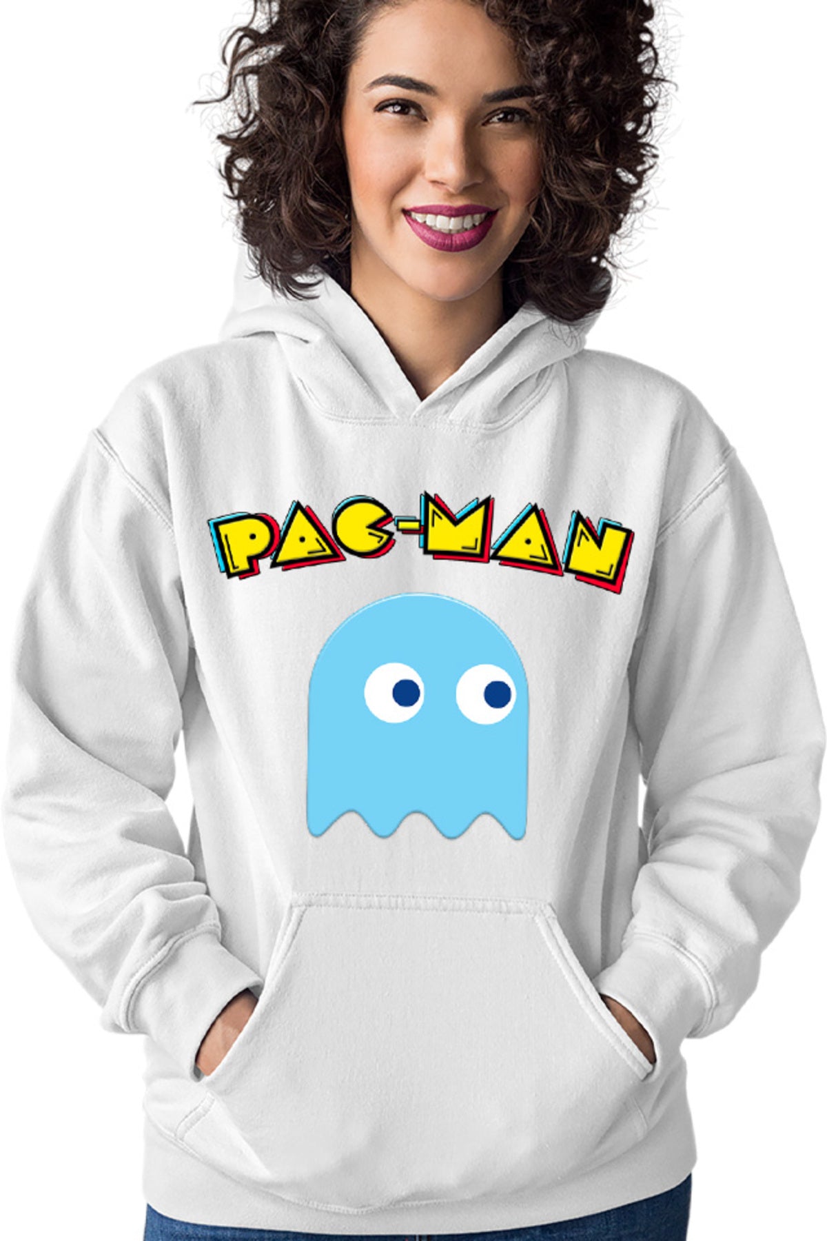 Hanorac dama Pac Man Blue Ghost Monster Logo