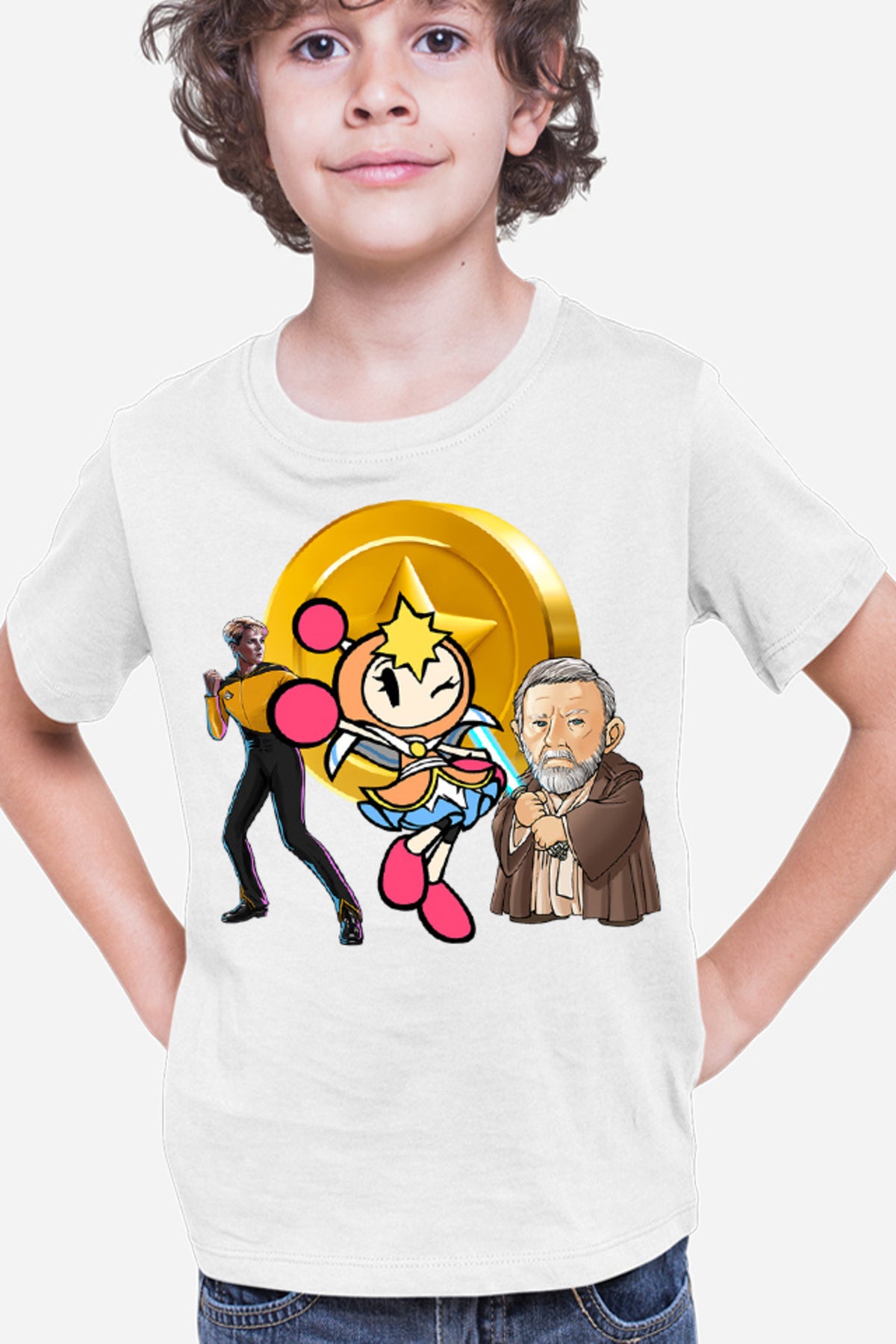 Tricou copii Bomberman Obi Kenobi Star Trek Gold