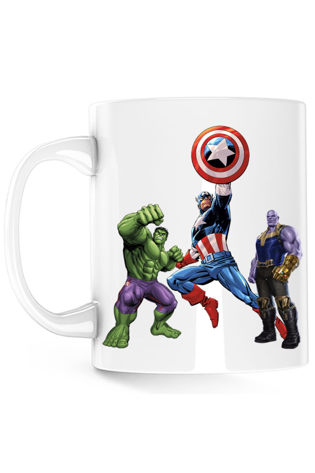 Cana Captain America Hulk Thanos Marvel Avangers Comics Cartoons, alba, 330 ml