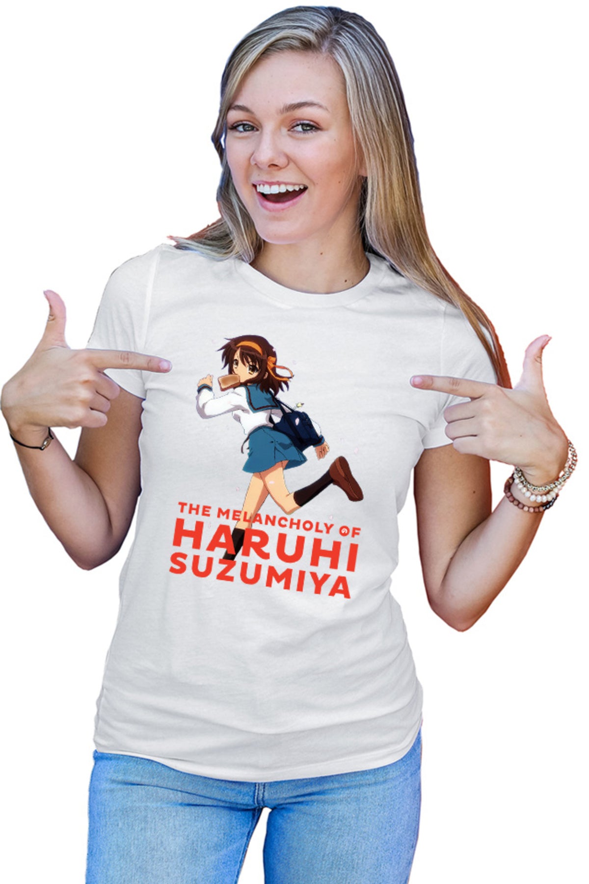 Tricou dama Haruhi Suzumiya Run Sakura Bread Highschool Club
